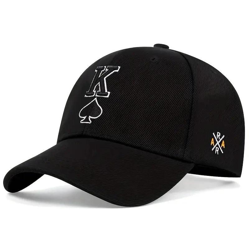 Men's Embroidered Spade K Baseball Cap by GJG Denim