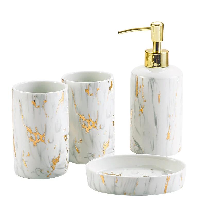 Marble Bathroom Ceramic Set 4 pieces by GJG Denim