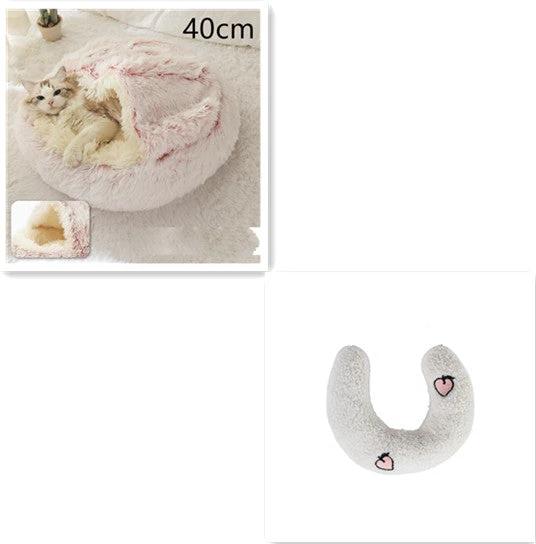 2 In 1 Dog And Cat Bed Pet Winter Bed Round Plush Warm Bed House Soft Long Plush Pets Bed Pet Products by GJG Denim