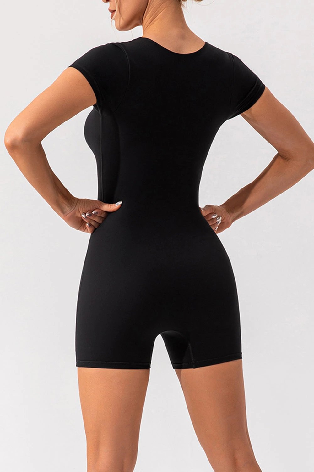 Square Neck Cap Sleeve Active Romper by Lady Ros