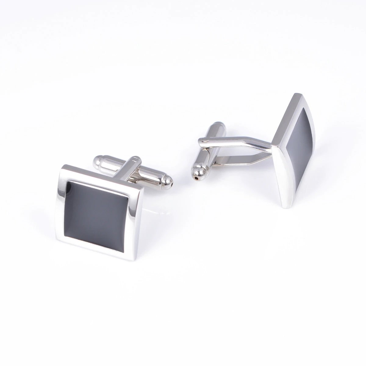 Classic Black Square Cufflinks For Men by GJG Denim