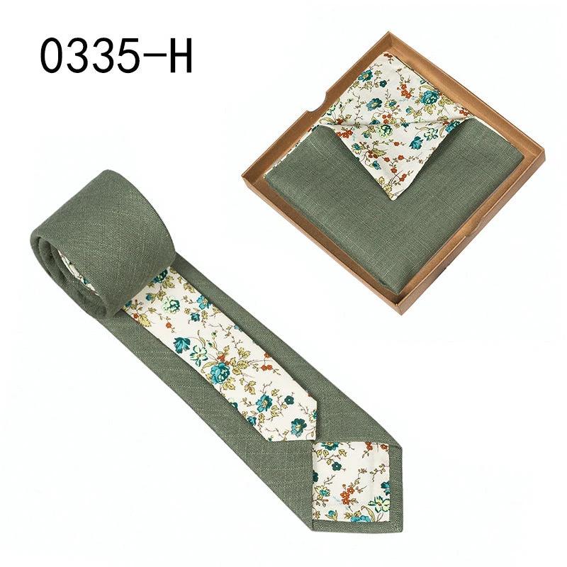 Men's Floral Print Tie and Pocket Square by GJG Denim
