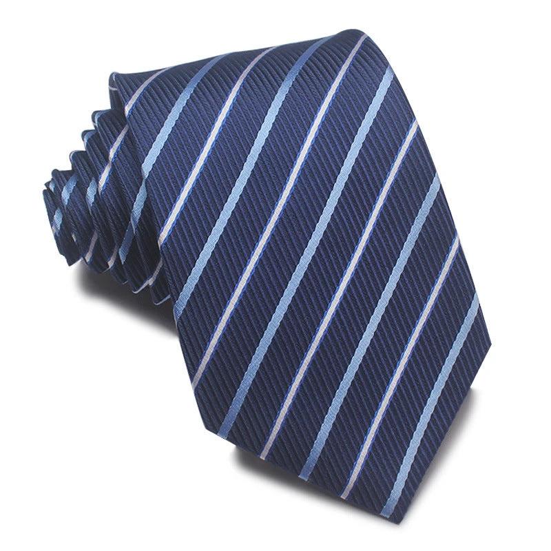Men's 8CM Polyester Jacquard Striped Ties by GJG Denim