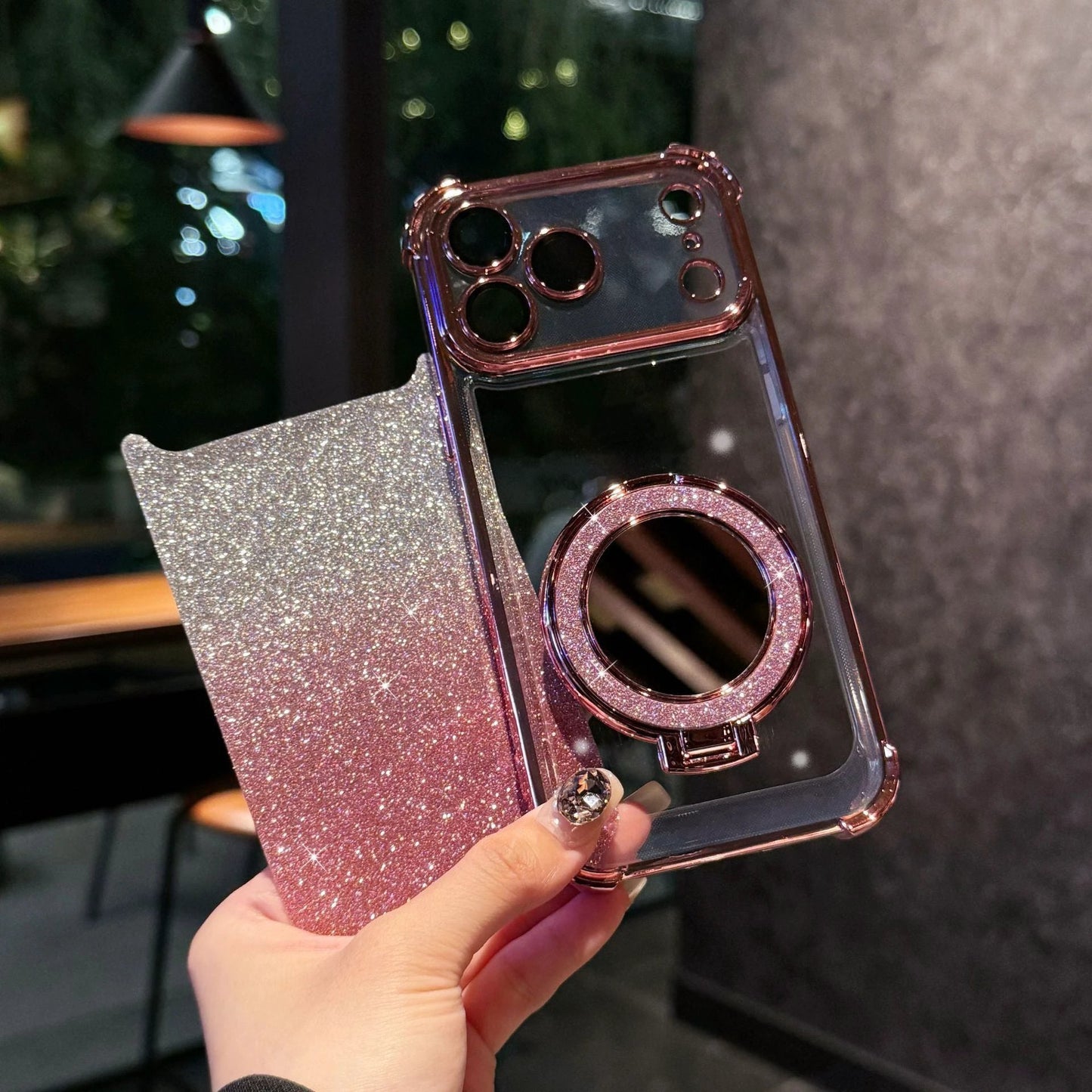 Glitter Mirror Magnetic Bracket Phone Case by GJG Denim