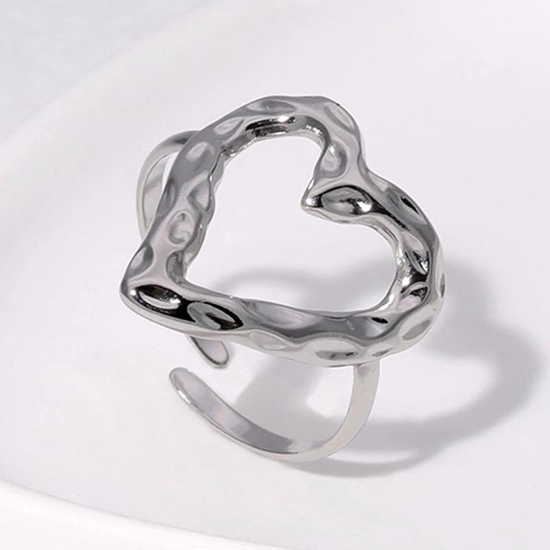 Retro Love Adjustable Stainless Steel Ring by GJG Denim