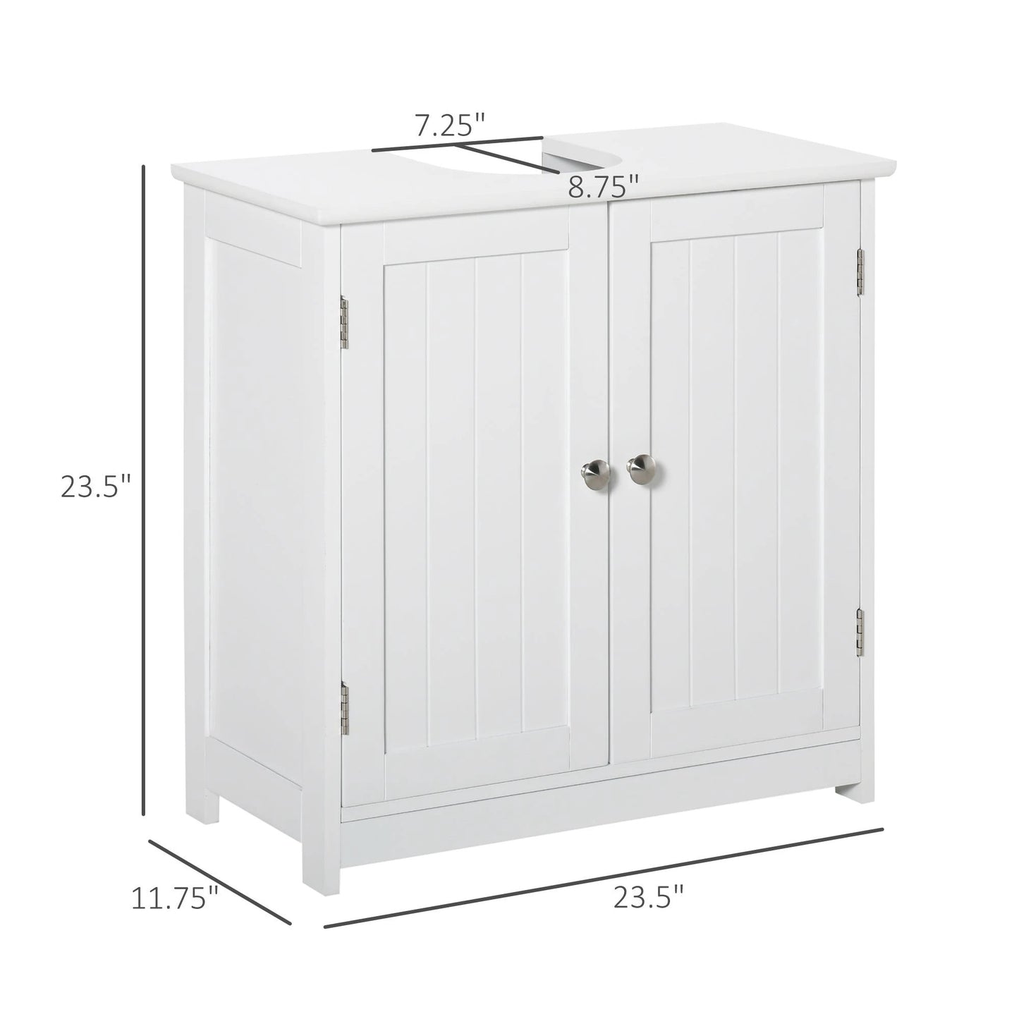 Bathroom Vanities, Bathroom Sink Cabinets With U-Shape Cut-Out And Adjustable Internal Shelf, White by GJG Denim