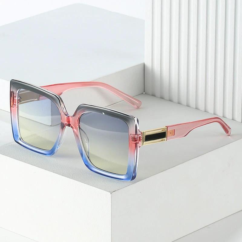 Fashionable Square-shaped Statement Gradient Color Oversized Sunglasses by GJG Denim