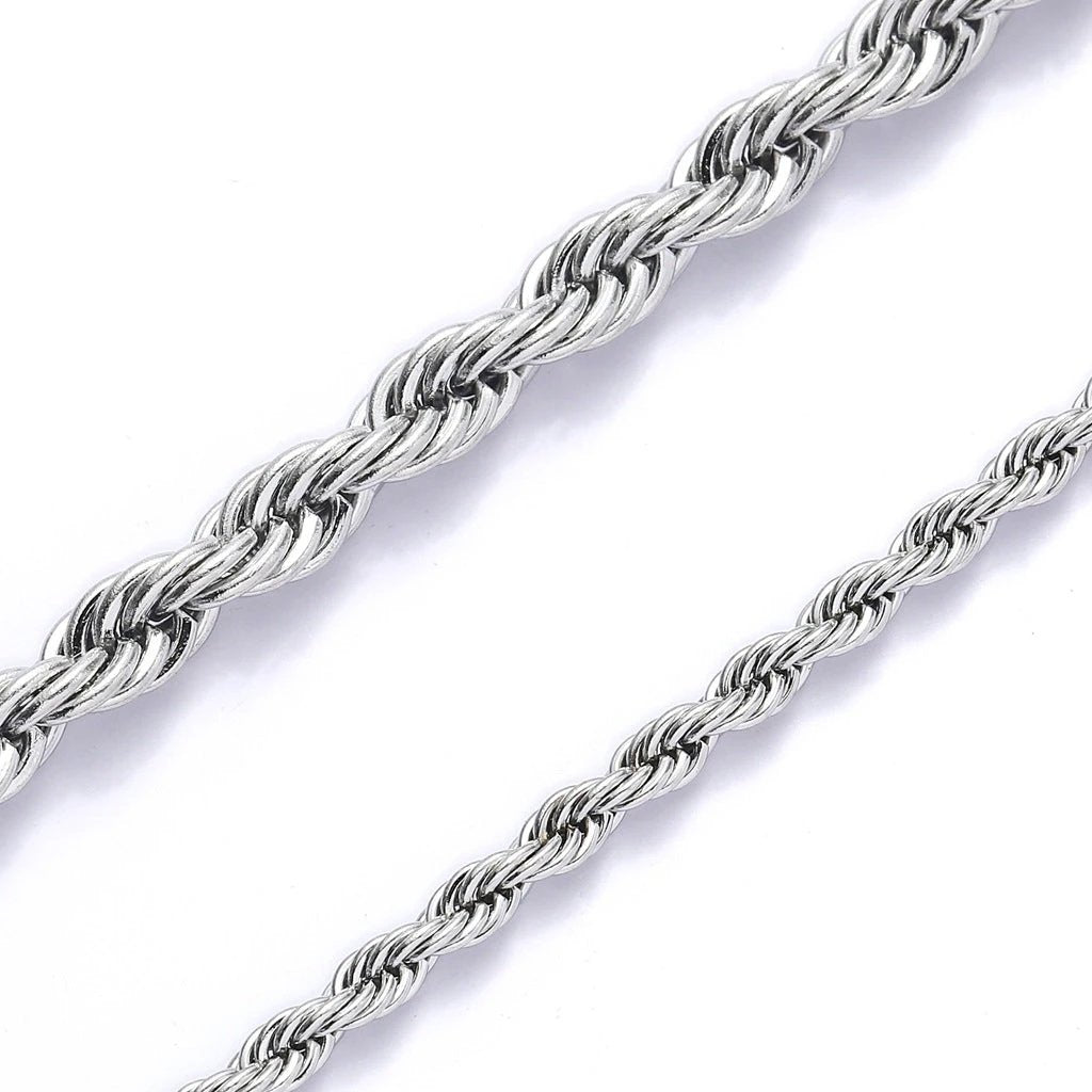 Stainless Steel Twist Chain Necklace For Men by GJG Denim