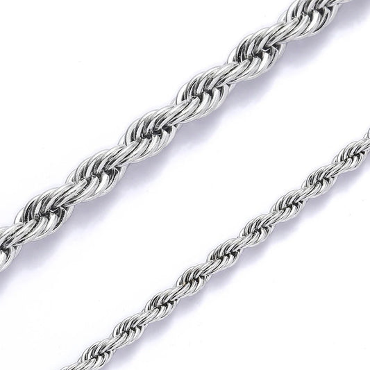 Stainless Steel Twist Chain Necklace For Men by GJG Denim