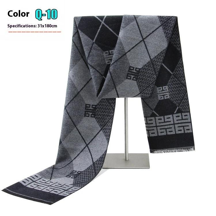 Men's Warm Cashmere-like Striped Scarf by GJG Denim