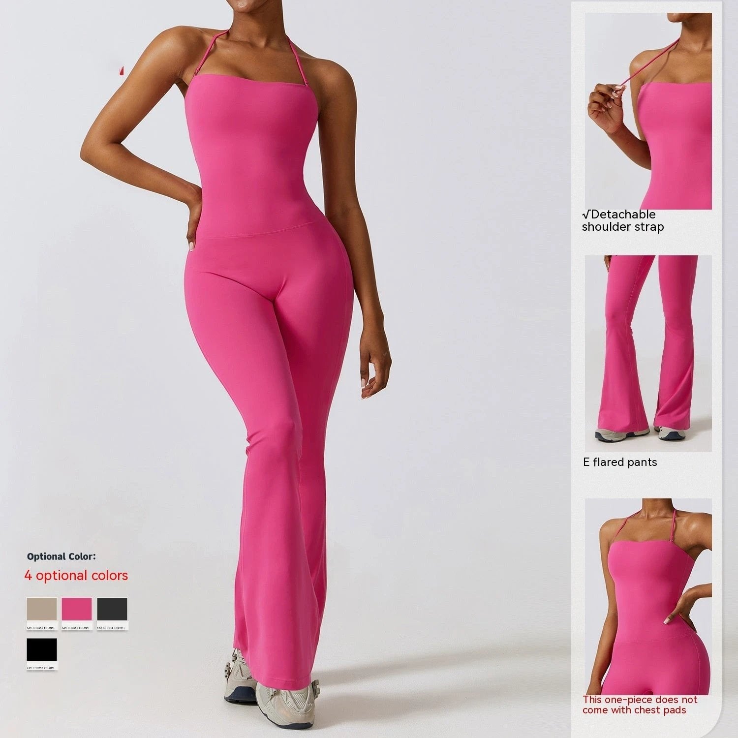 Women's Tight Yoga Jumpsuit Nude Feel Nylon Bell-bottom Pants by GJG Denim