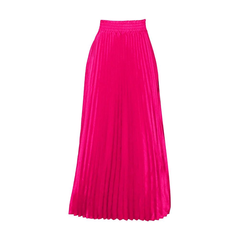 Plus Size Mid-high Waist Pleated Skirt by GJG Denim