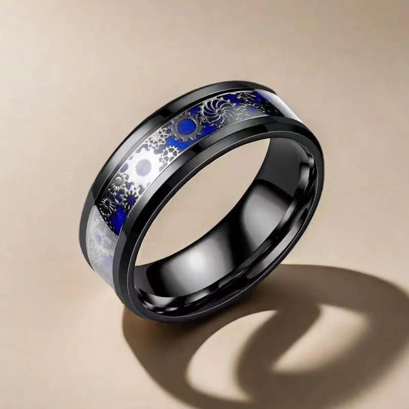 Men's Wide Titanium Steel Plain Ring by GJG Denim