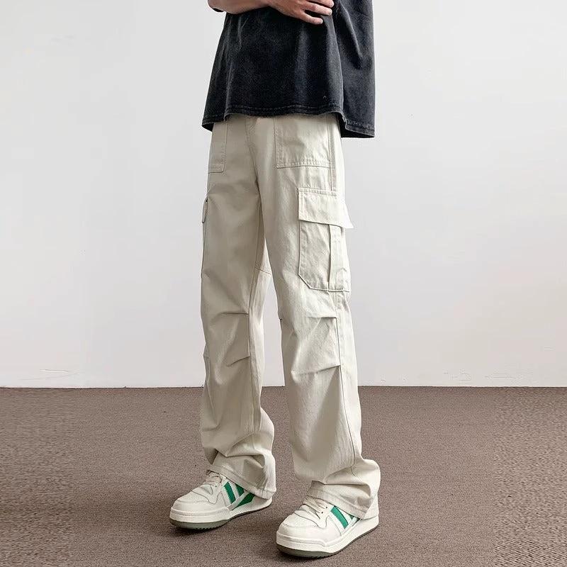Men's Fashionable Casual Outdoor Loose Straight-Leg Pants by GJG Denim