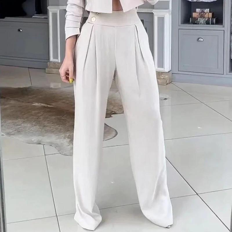 Women's Suit Autumn New Solid Color Loose Trousers Two-piece Set by GJG Denim