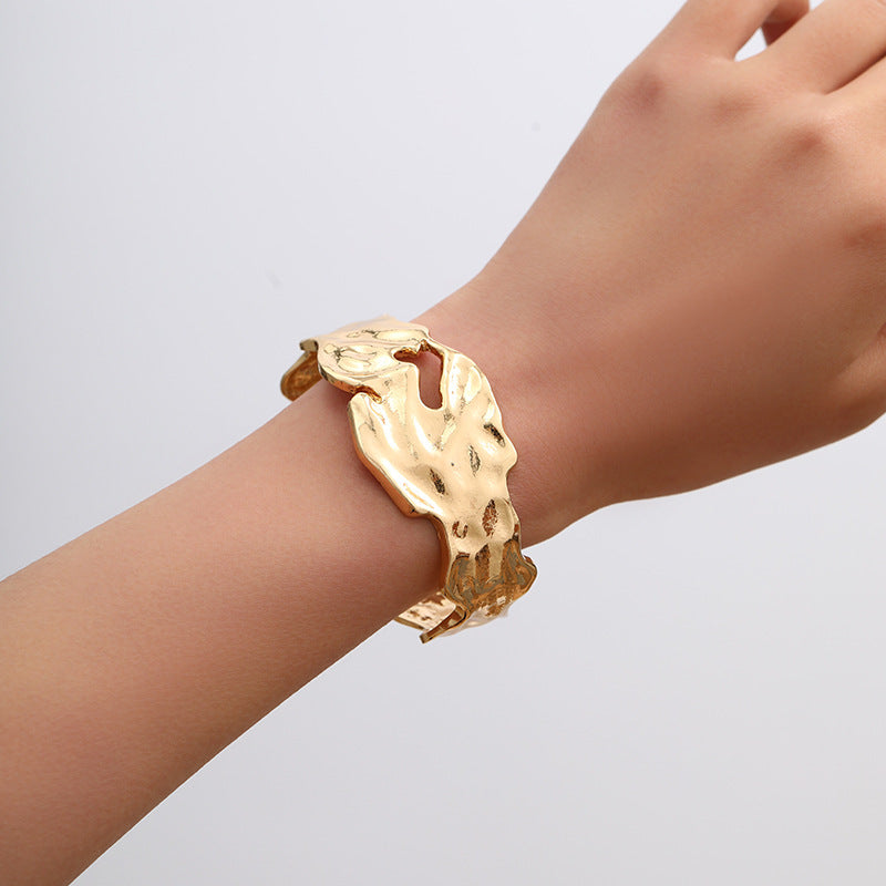 Metal Irregular Lava Bracelet For Women Fashion Special-interest Open-end Polished by GJG Denim