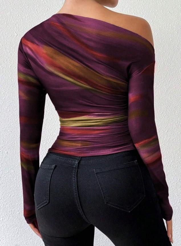 Print Long Sleeve T-Shirt Graphic Tees Women Tops by GJG Denim