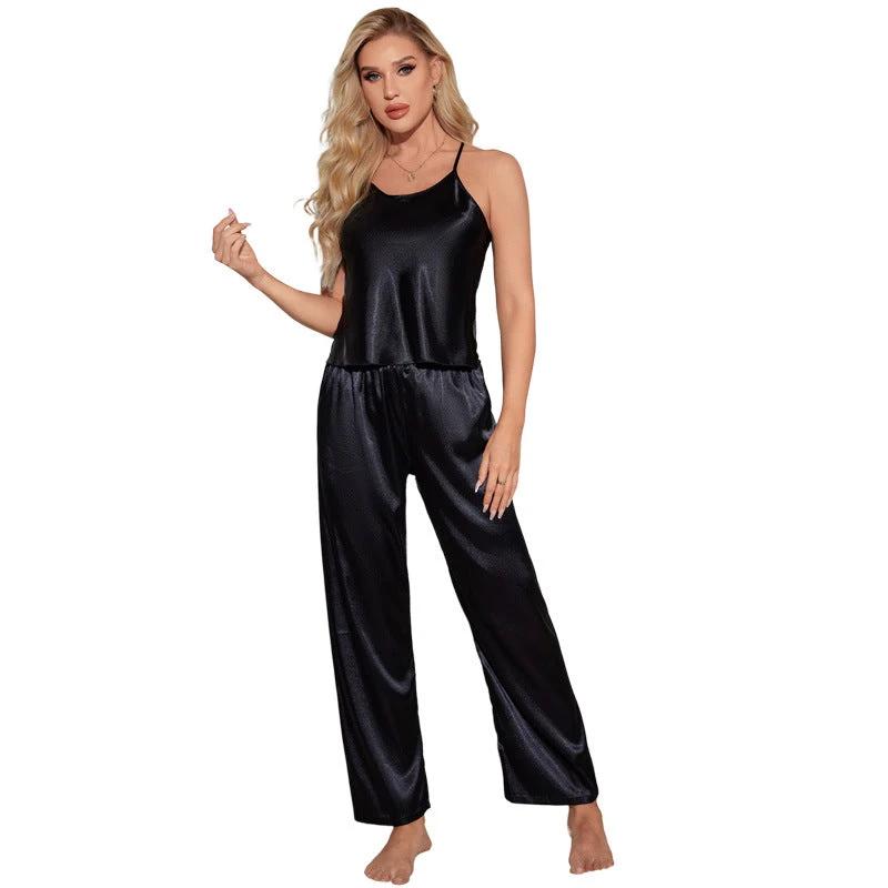 Womens Solid-Color Minimalist Camisole Pajama Set by GJG Denim