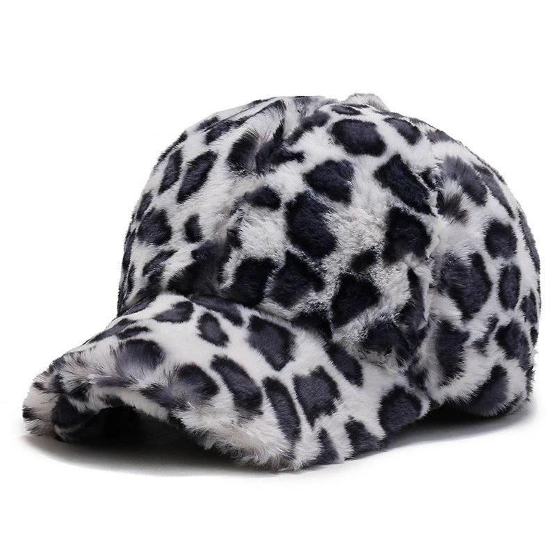 Fashion Leopard Fleece Baseball All-matching Peaked Cap by GJG Denim