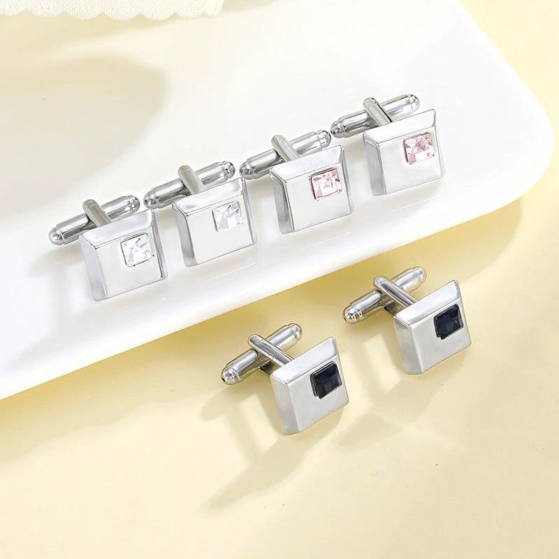 Alloy Spot Drill Fashion Men's Square Cufflinks by GJG Denim
