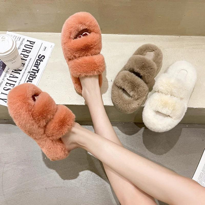 Fuzzy Slippers Women House Shoes Fluffy Bedroom Slippers by GJG Denim