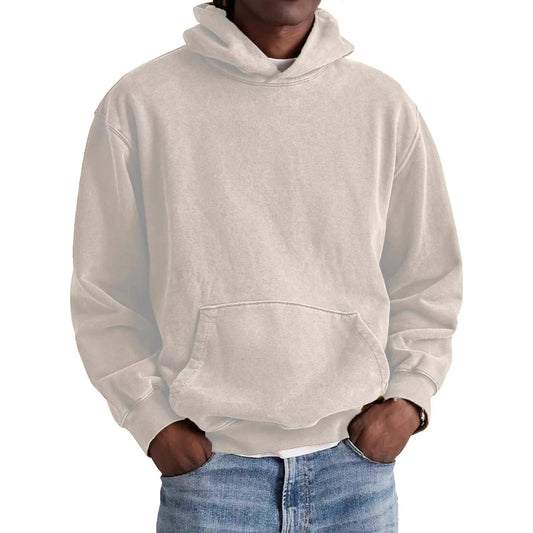 Men's Round Neck American Retro Casual Hooded Sweatshirt by GJG Denim