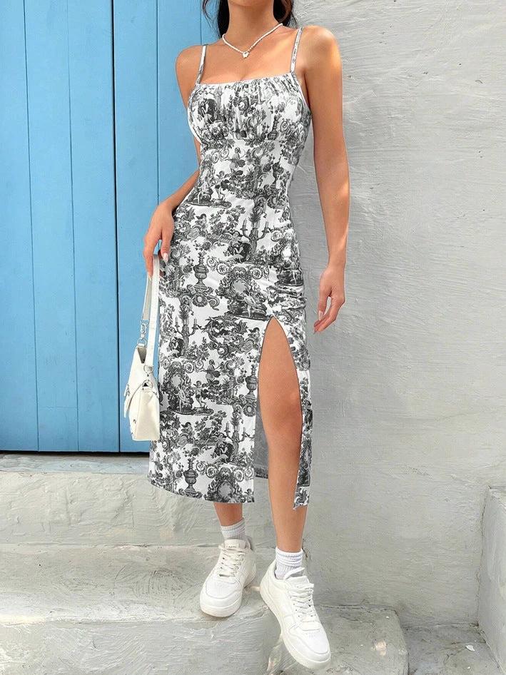 Leopard Print Sheath Long Dress by GJG Denim