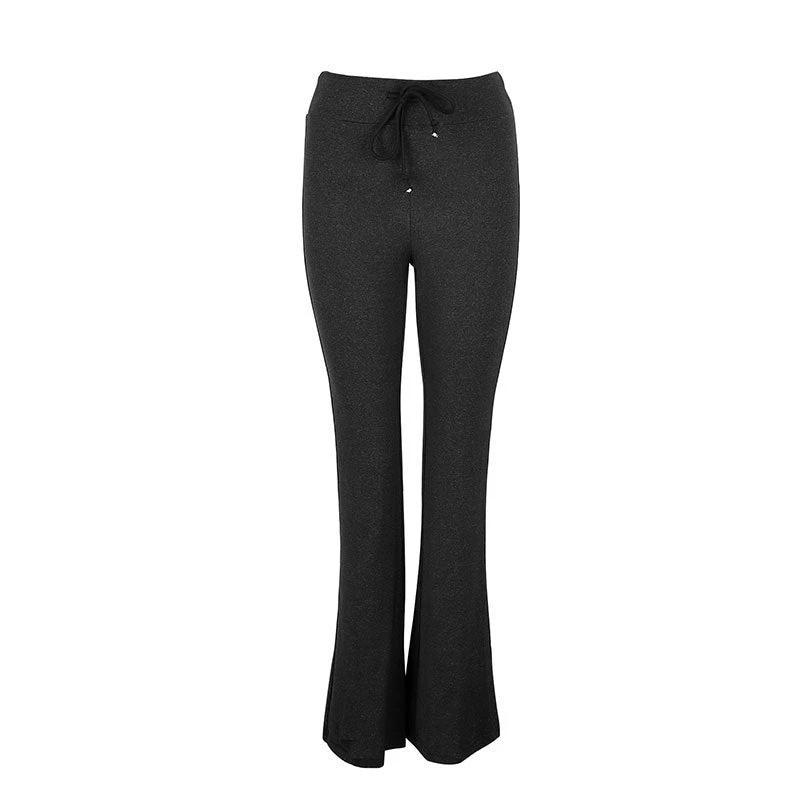 Women's Solid Color Spring High Waist Drawstring Straight Loose Casual Pants by GJG Denim