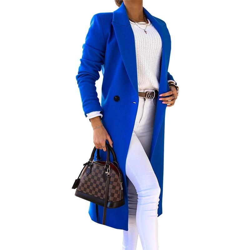 Minimalist Long Sleeve Lapel Button Split Coat by GJG Denim