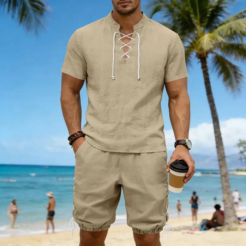Men's Short-Sleeve Shorts Set by GJG Denim