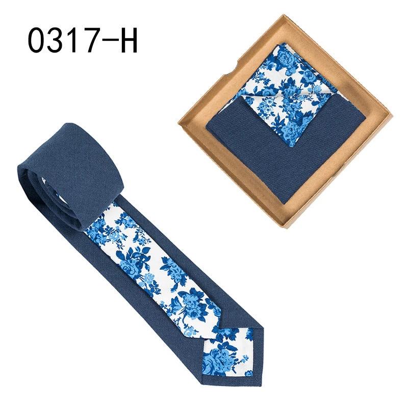 Men's Floral Print Tie and Pocket Square by GJG Denim