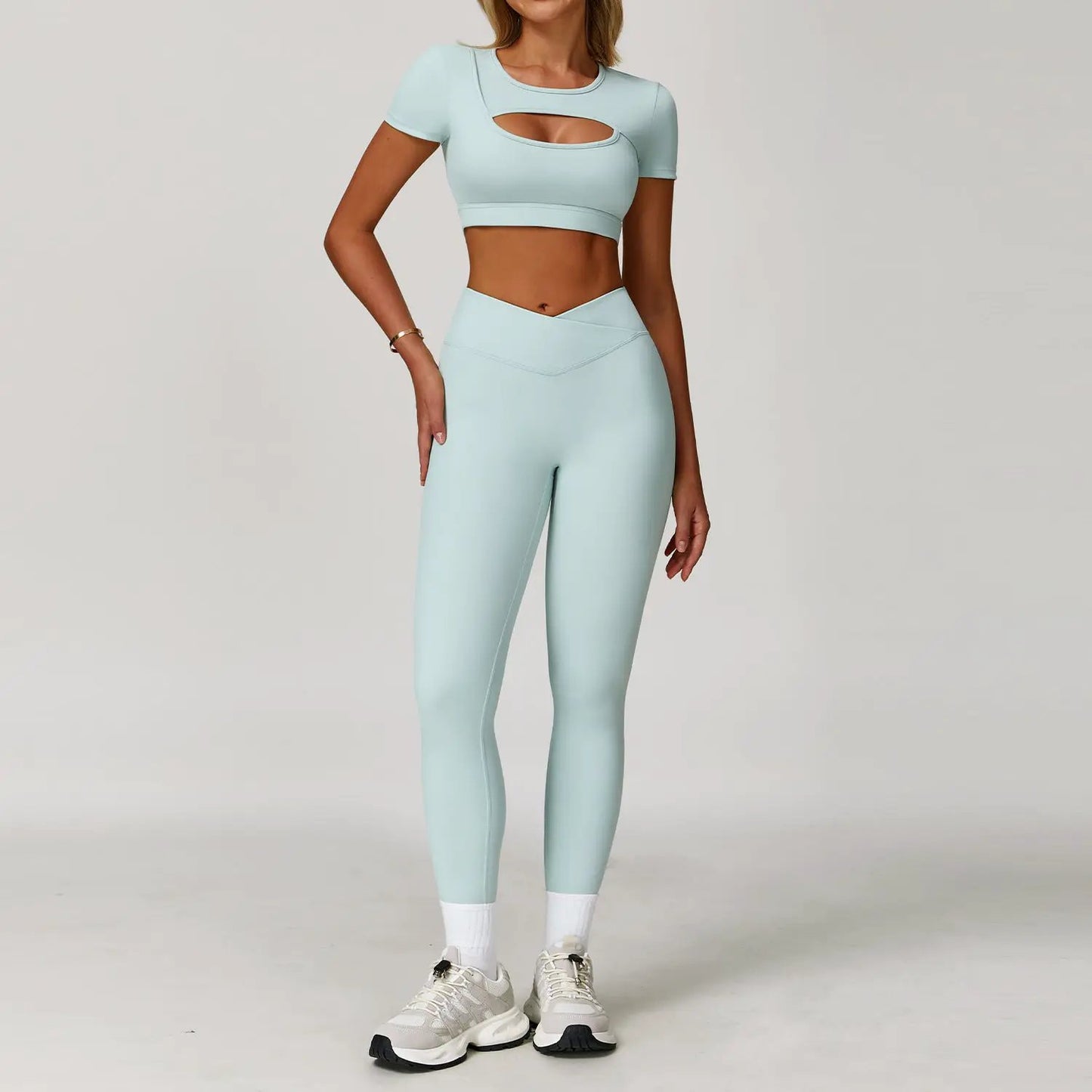 Dare To Show Off This Cross-border Color-block Yoga Set With A Beautiful Back by GJG Denim