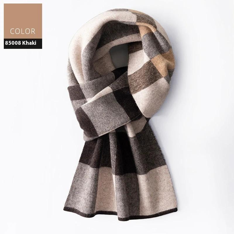 Men's Wool Winter Plaid Double-sided Scarf by GJG Denim