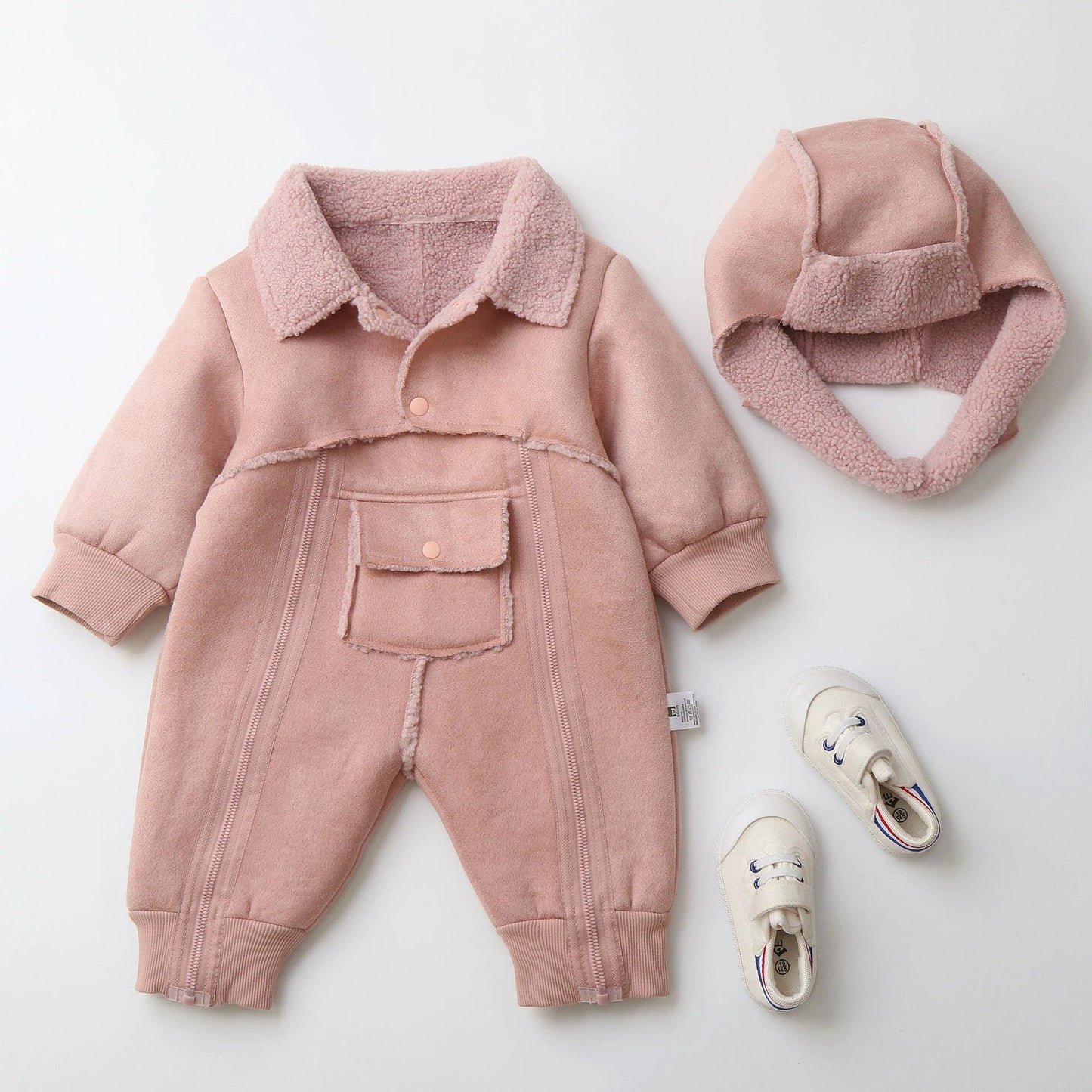 Fur One-piece Hooded Jumpsuit Children's Romper Outwear by GJG Denim