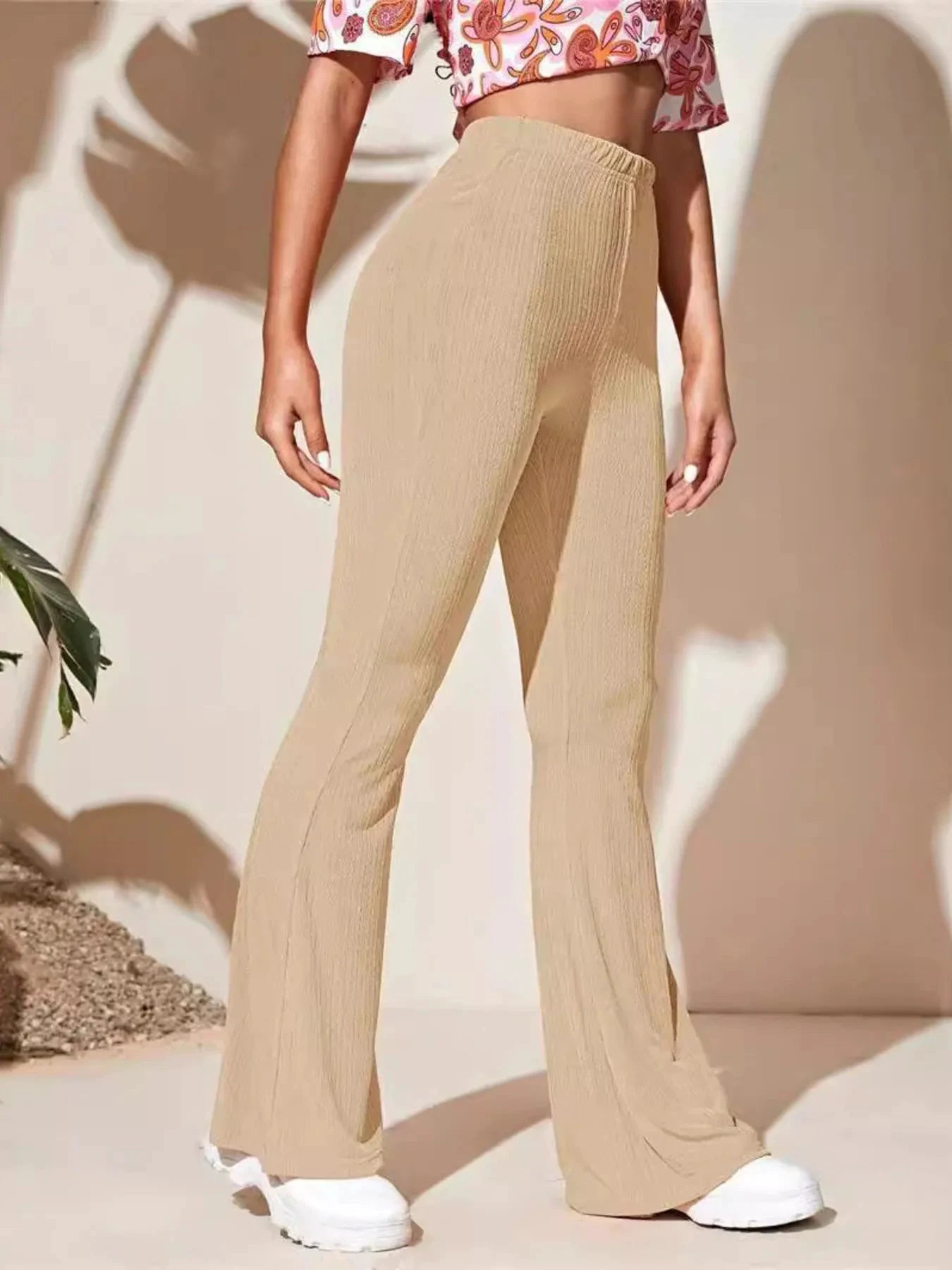 Full Size High-Waist Flare Active Pants Plus Size by Lady Ros
