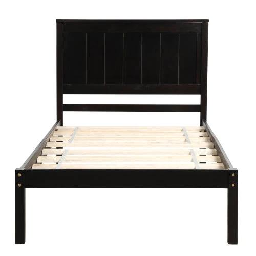 Platform Bed Frame With Headboard, Wood Slat Support, No Box Spring Needed,Twin, Espresso by GJG Denim