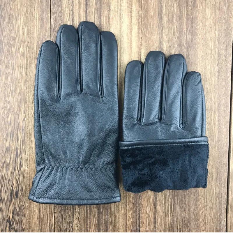 Outdoor Retro Cycling Fleece-lined Warm Gloves For Men by GJG Denim