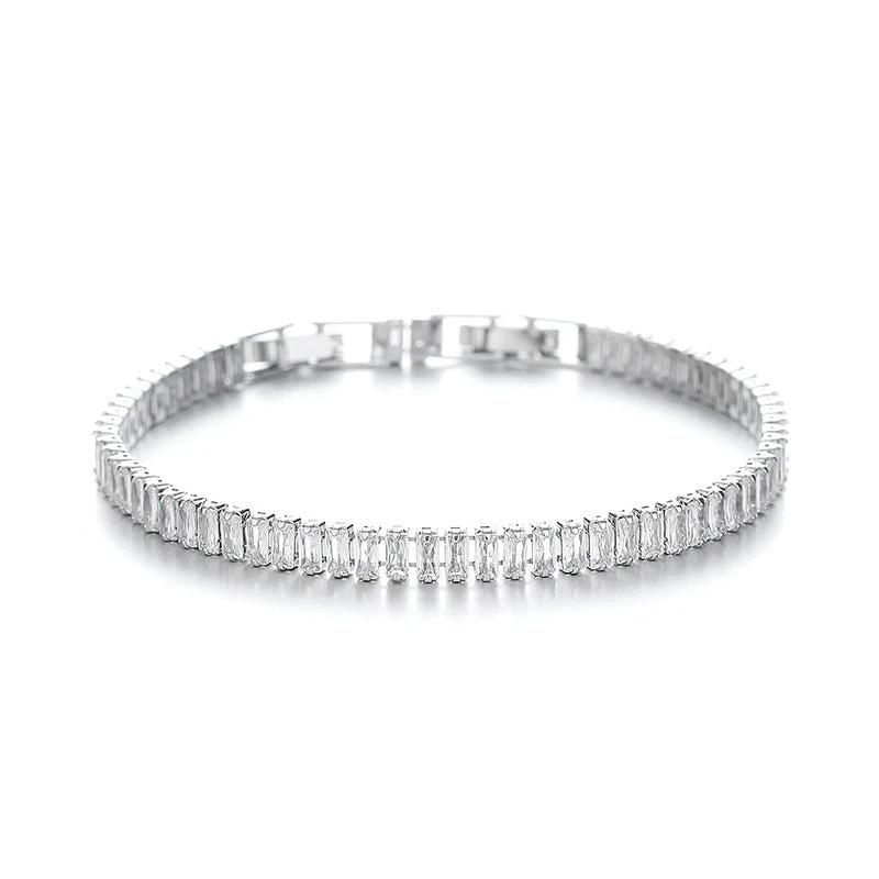 European And American Simple Rectangular Affordable Luxury Style Full Diamond Fashion All-match Bracelet by GJG Denim
