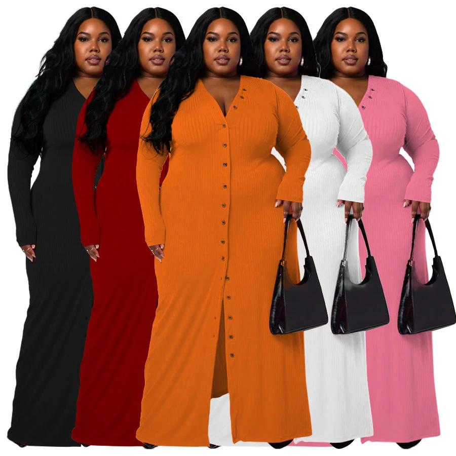 Plus Size Women's Sunken Stripe Split Dress by GJG Denim