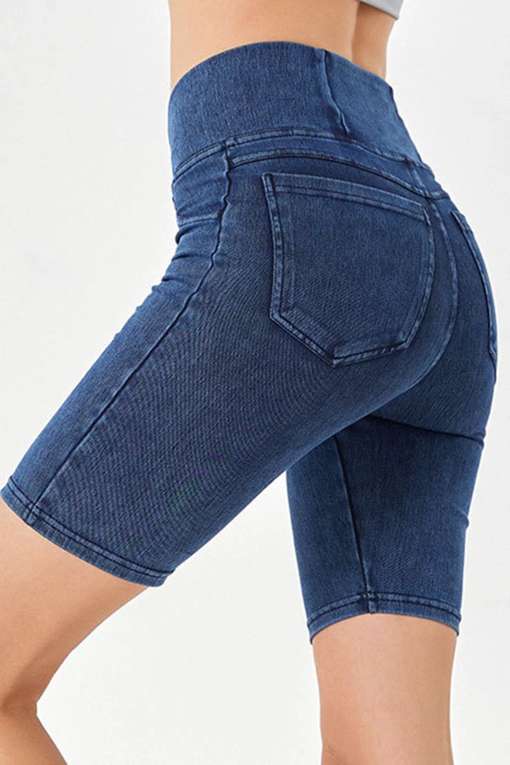 Basic Bae Asymmetrical Waist Denim Shorts with Pockets by Lady Ros