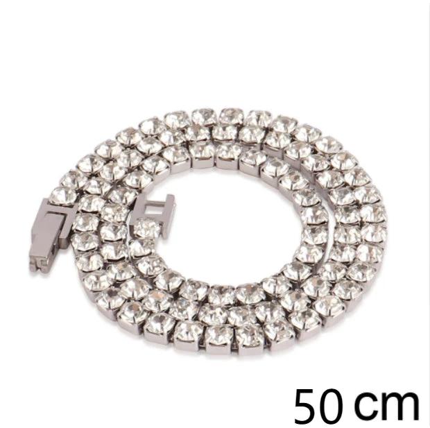 Men's Zircon Tennis Necklace In Stainless Steel by GJG Denim