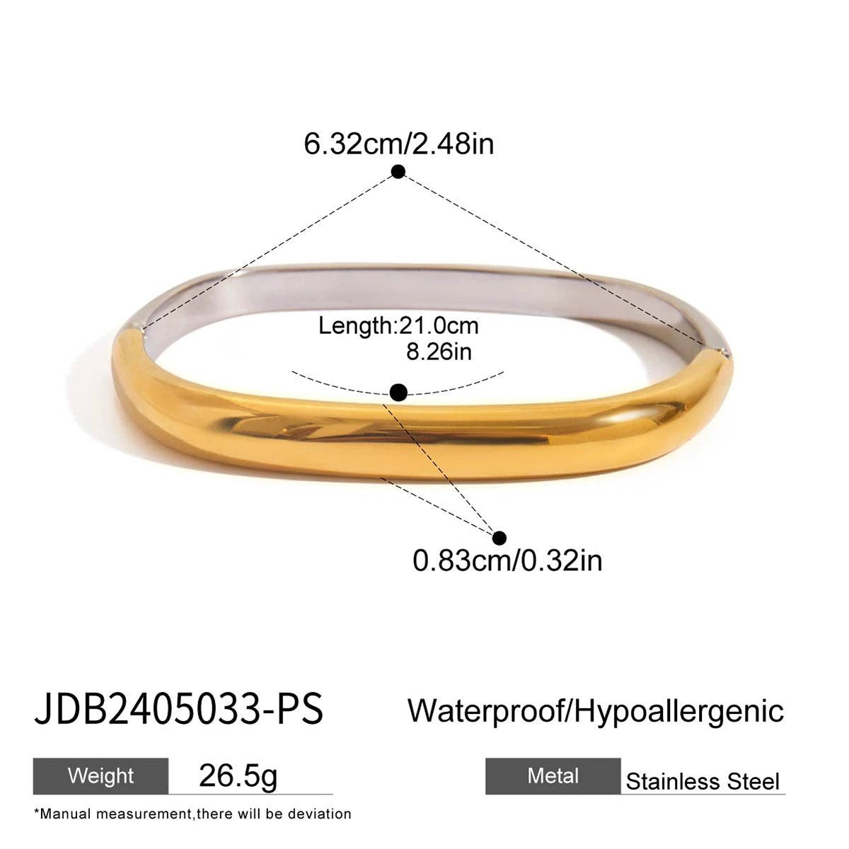 Simple Irregular Titanium Steel Bracelet For Women by GJG Denim