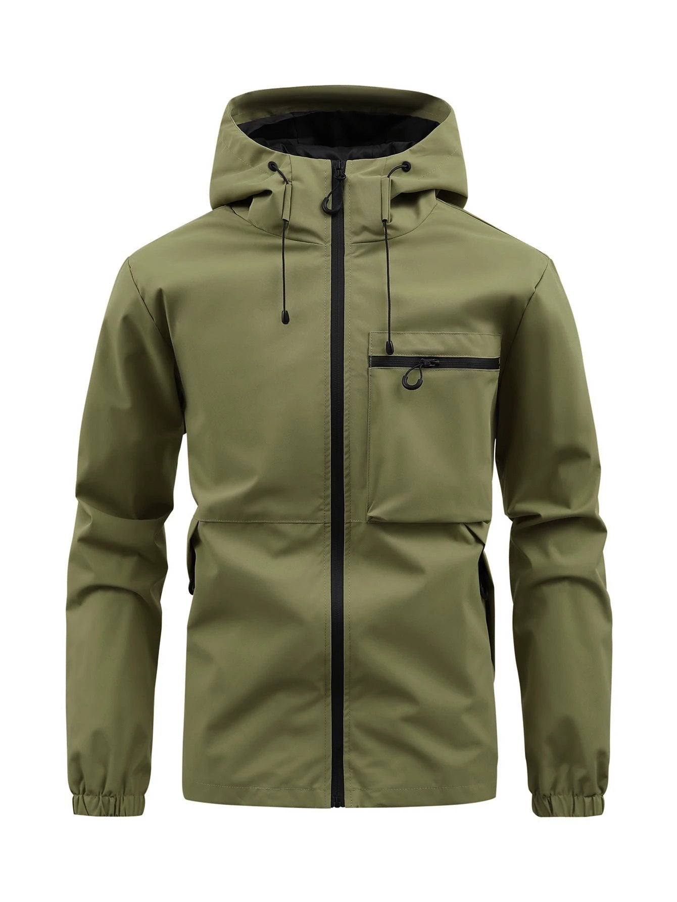 Men's Fashion Casual Hooded Solid Color Multi-pocket Work Pants Outdoor Coat by GJG Denim