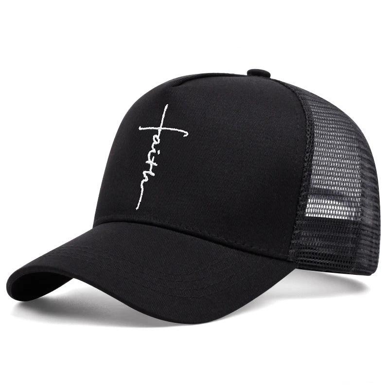 Cross Embroidery Breathable Baseball Cap For Men by GJG Denim