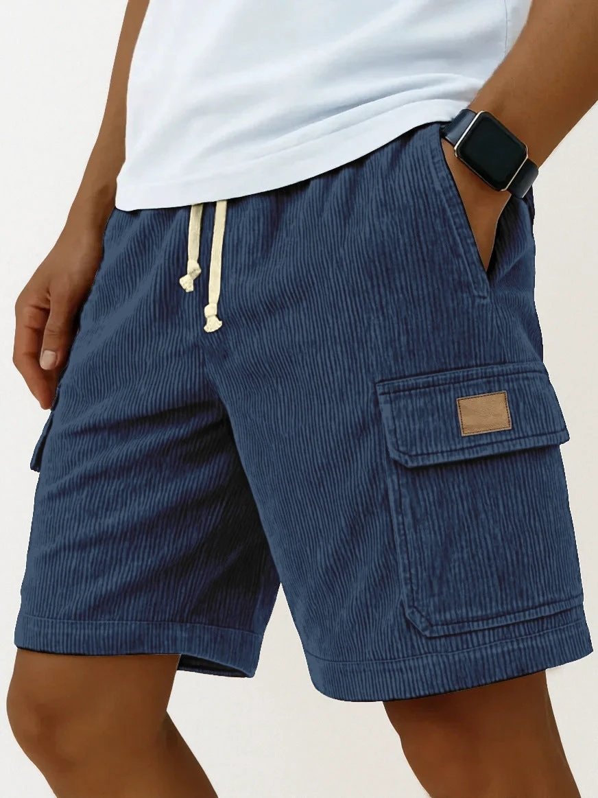 Mens Drawstring Corduroy Side-Pocket Shorts by GJG Denim