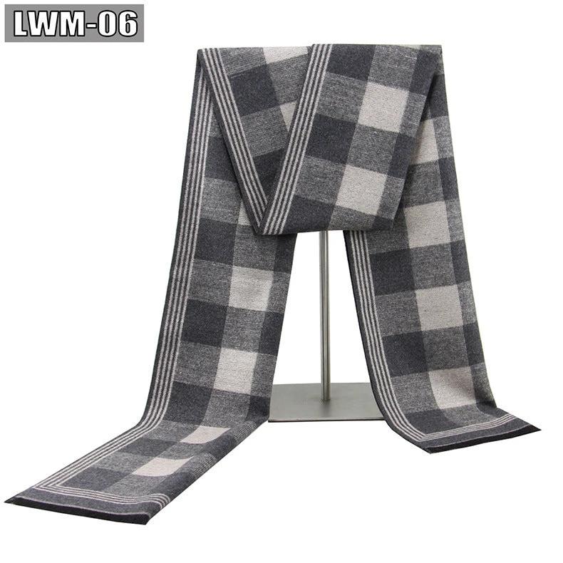 Men's Cashmere Autumn And Winter Business Plaid Scarf by GJG Denim