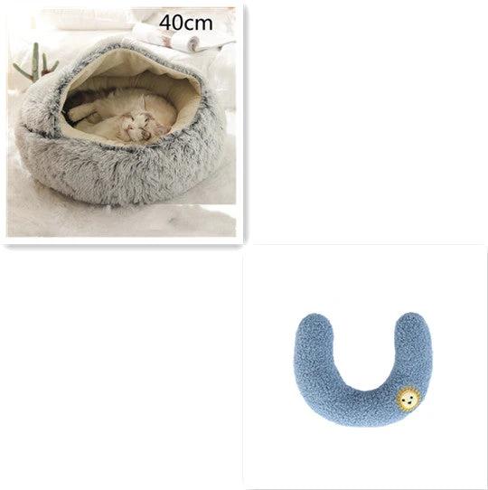 2 In 1 Dog And Cat Bed Pet Winter Bed Round Plush Warm Bed House Soft Long Plush Pets Bed Pet Products by GJG Denim