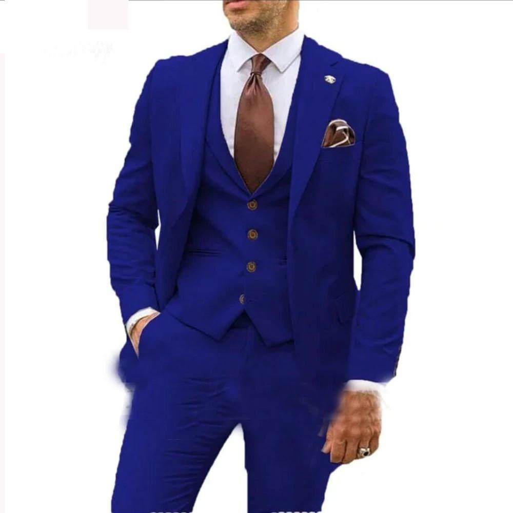 Men's Three-piece Slim-fit Dovetail Suit by GJG Denim