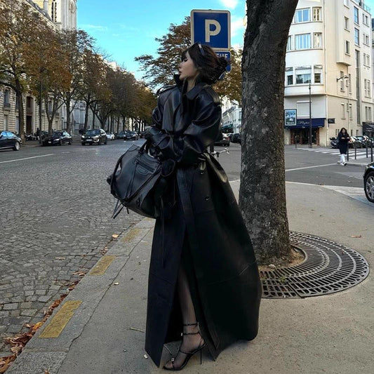 Autumn And Winter New Loose Cool Long Trench Coat by GJG Denim
