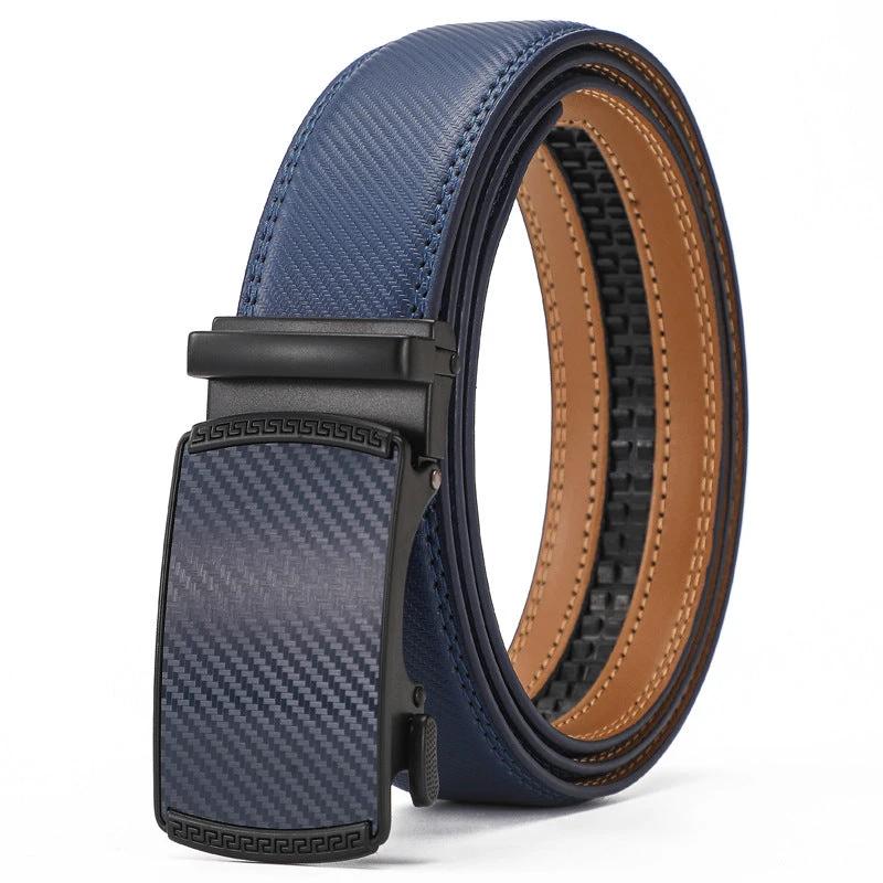 Automatic Buckle Leisure Business Belt Cowhide Belt by GJG Denim